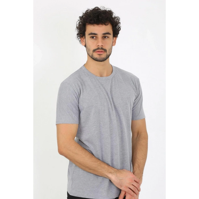 Moda Erkek Sıfır Yaka Gri Penye Atlet