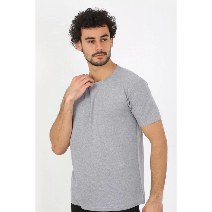 Moda Erkek Sıfır Yaka Gri Penye Atlet