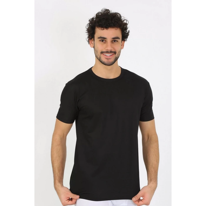 Moda Erkek Sıfır Yaka Siyah Penye Atlet