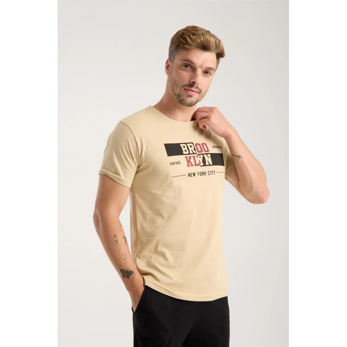 Moda Erkek Ten Rengi Kısa Kol Pijama Takımı