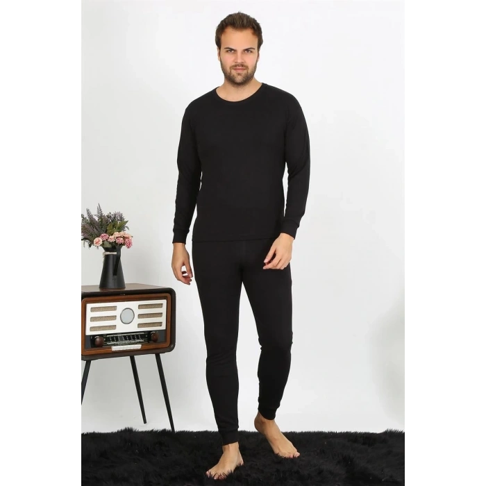 Moda Erkek Termal Kışlık Alt Üst İçlik Takım Siyah