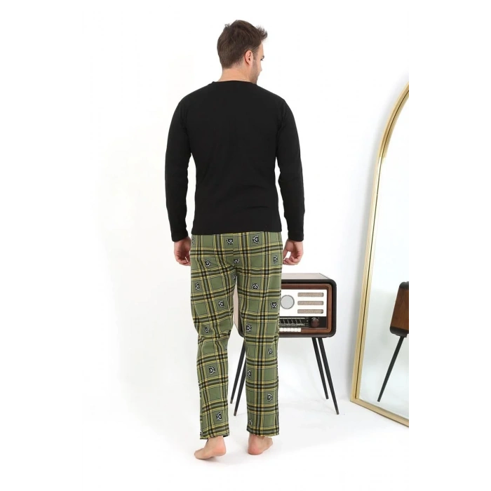 Moda Erkek Uzun Kol Penye Siyah Pijama Takımı