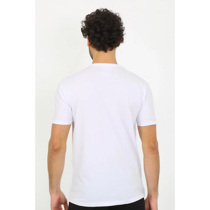 Moda Erkek V Yaka Beyaz Penye Atlet