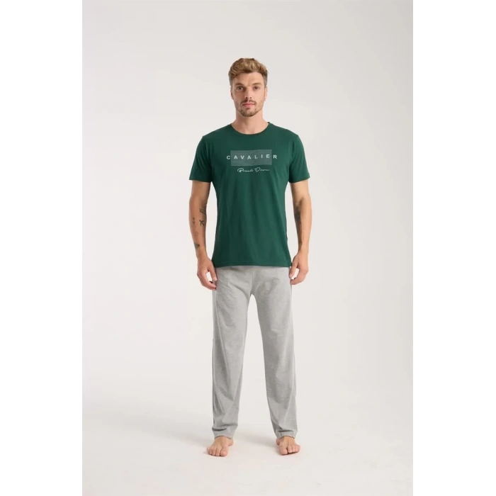 Moda Erkek Yeşil Kısa Kol Pijama Takımı