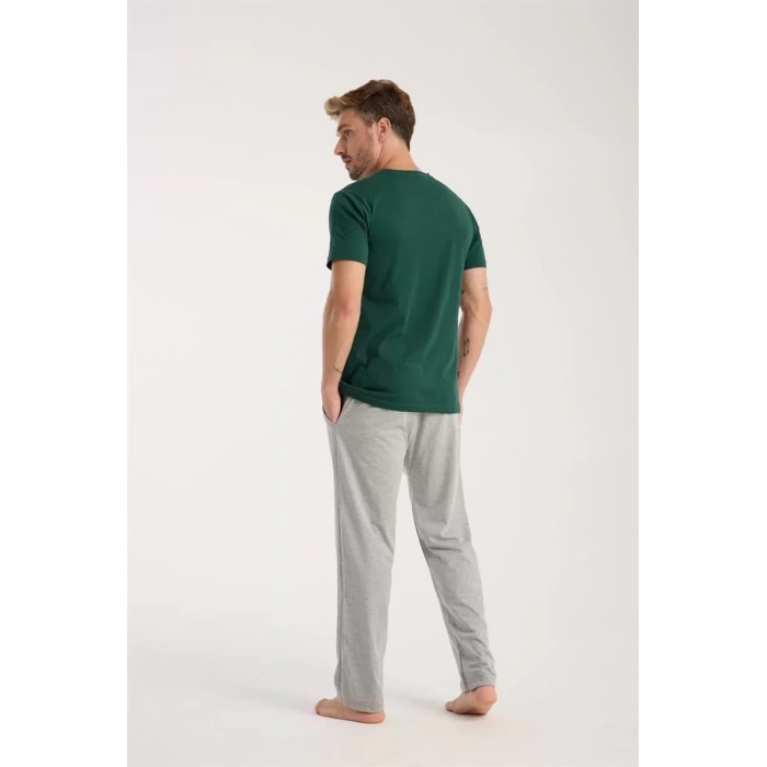 Moda Erkek Yeşil Kısa Kol Pijama Takımı