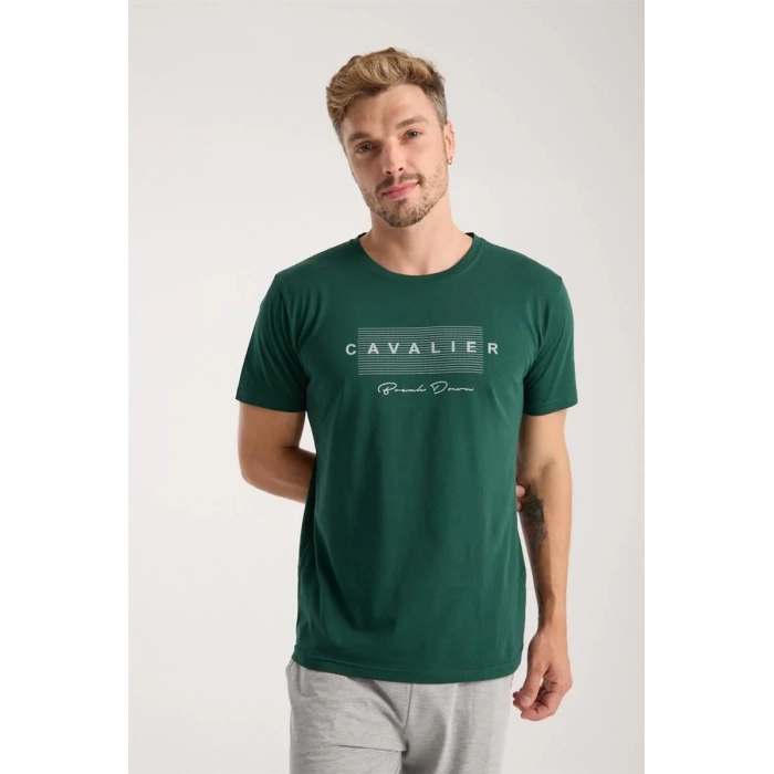 Moda Erkek Yeşil Kısa Kol Pijama Takımı