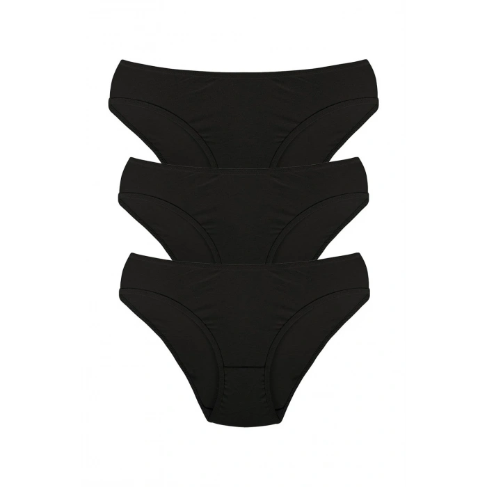Moda Kadın 3lü Külot Siyah