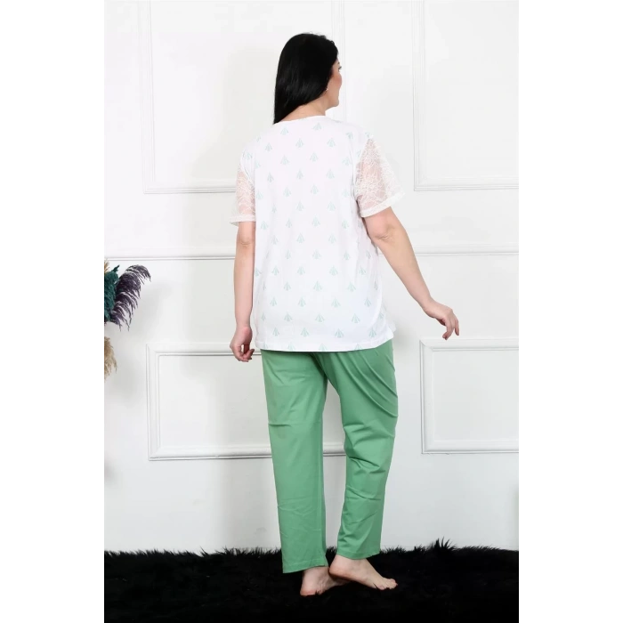 Moda Kadın 5XL-6XL-7XL-8XL Büyük Beden Kısa Kol Pijama Takım Beyaz