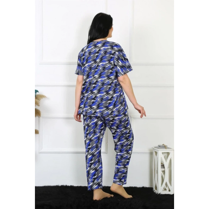 Moda Kadın 5XL-6XL-7XL-8XL Büyük Beden Kısa Kol Pijama Takım Saks