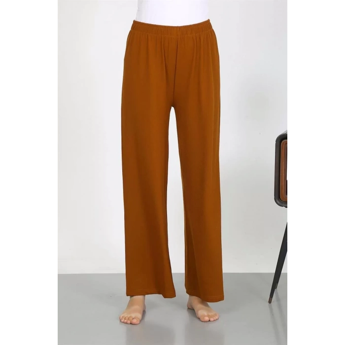 Moda Kadın Bürümcük Kumaş Hafif-Esnek Pantolon 210074 Kahve