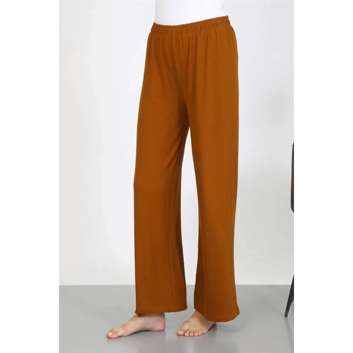 Moda Kadın Bürümcük Kumaş Hafif-Esnek Pantolon 210074 Kahve