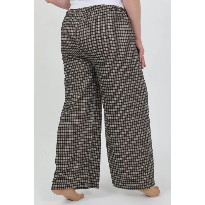 Moda Kadın Büyük Beden Bürümcük Pantolon  Kahve