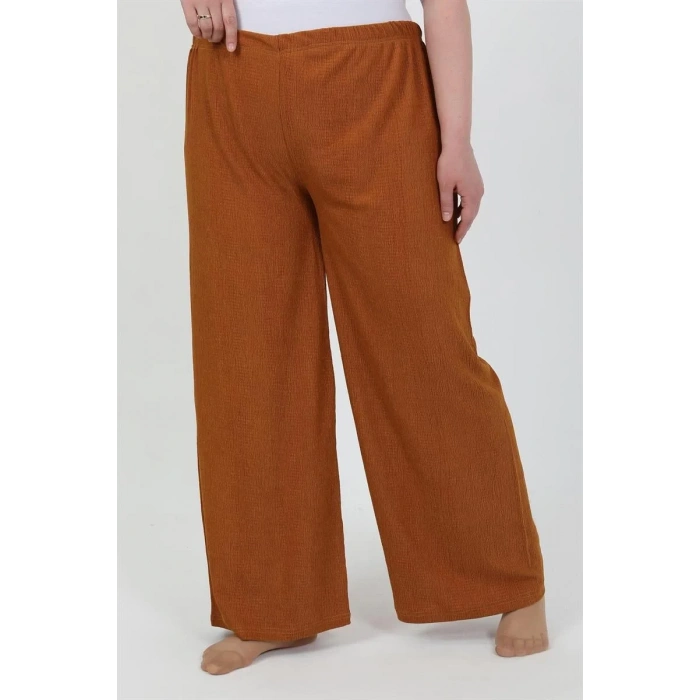 Moda Kadın Büyük Beden Bürümcük Pantolon Kremit