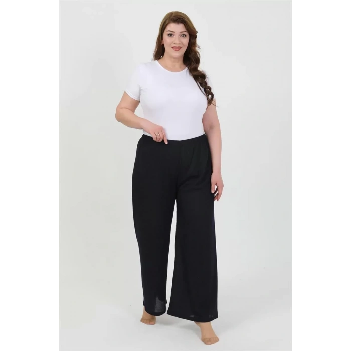 Moda Kadın Büyük Beden Bürümcük Pantolon Lacivert