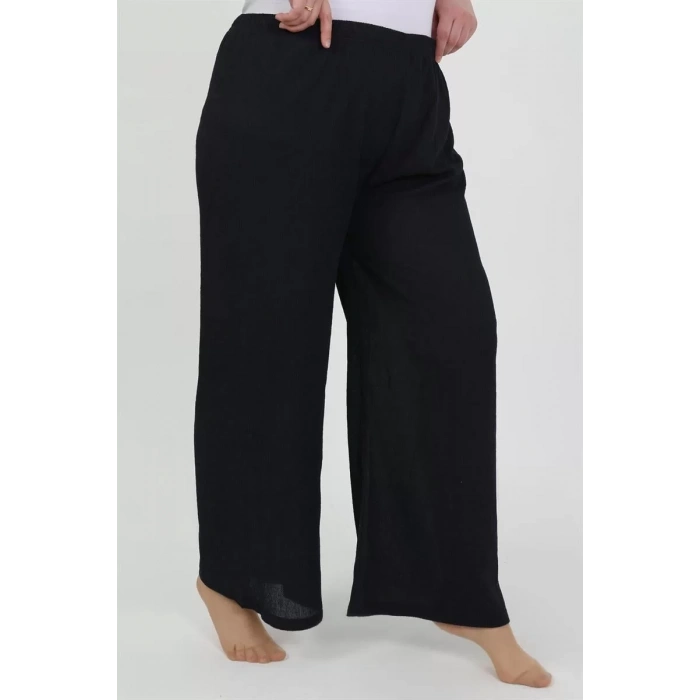 Moda Kadın Büyük Beden Bürümcük Pantolon Lacivert