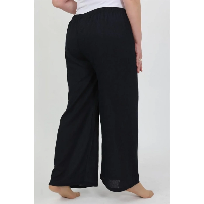 Moda Kadın Büyük Beden Bürümcük Pantolon Lacivert