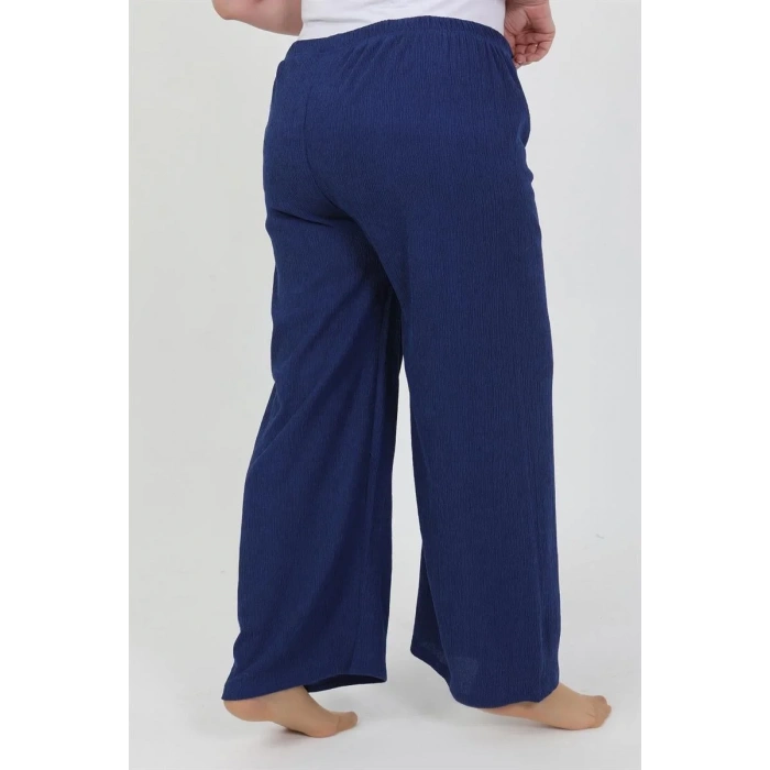 Moda Kadın Büyük Beden Bürümcük Pantolon  Saks
