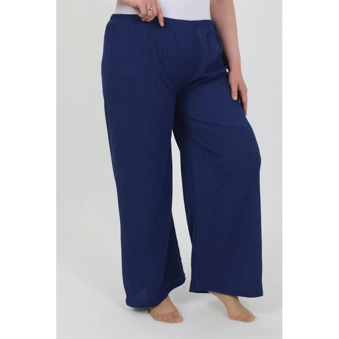 Moda Kadın Büyük Beden Bürümcük Pantolon  Saks