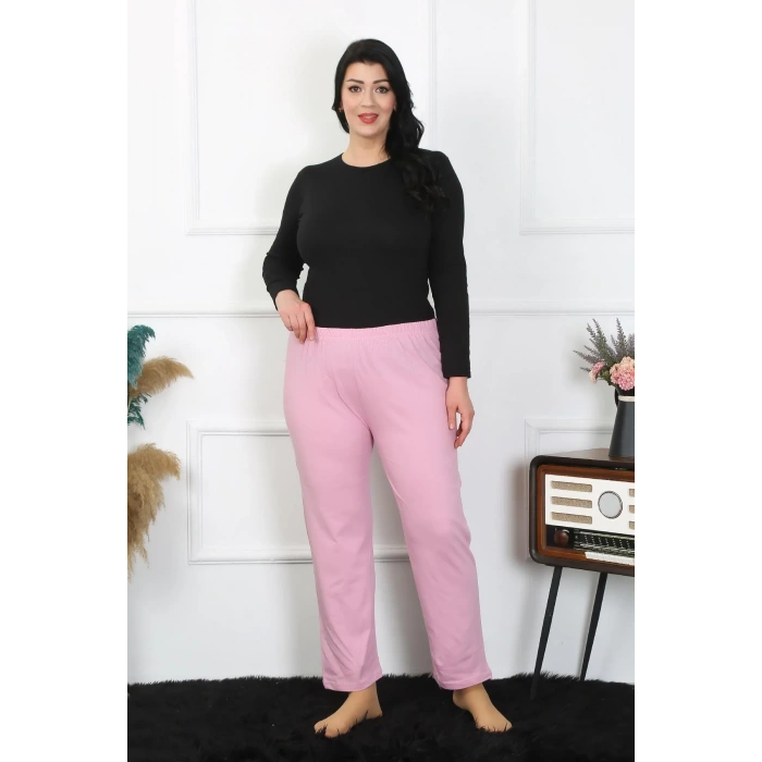 Moda Kadın Büyük Beden Pembe Tek Alt Pijama