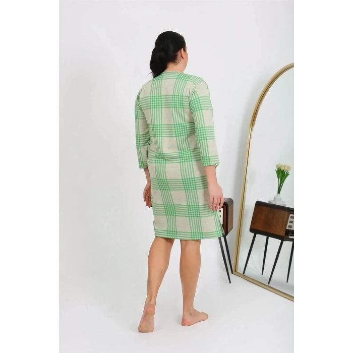 Moda Kadın Büyük Beden Penye Gecelik Ev Elbisesi Yeşil
