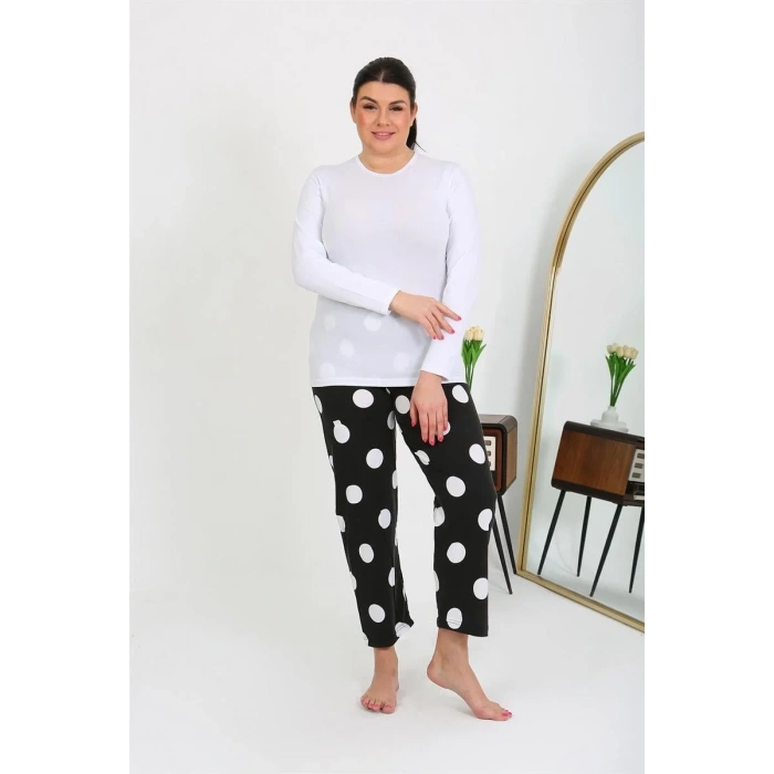 Moda Kadın Büyük Beden Tek Alt Pijama Siyah