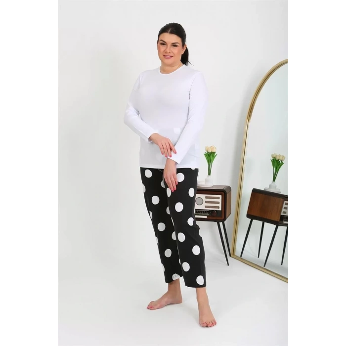 Moda Kadın Büyük Beden Tek Alt Pijama Siyah