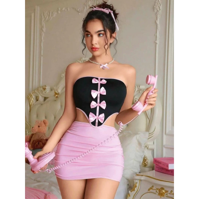 Moda Kadın Fantezi Kostüm Takım Pembe