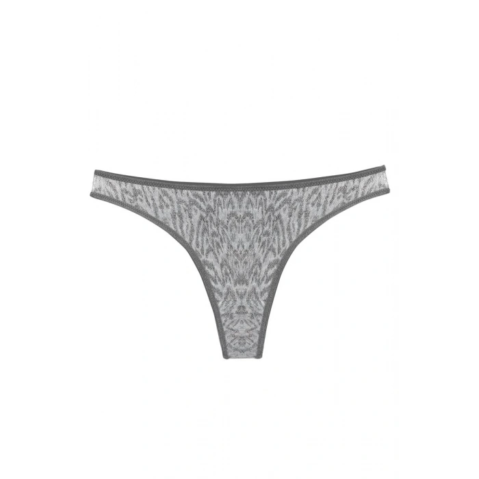 Moda Kadın Gri Zebra Desenli 2li Tanga Slip