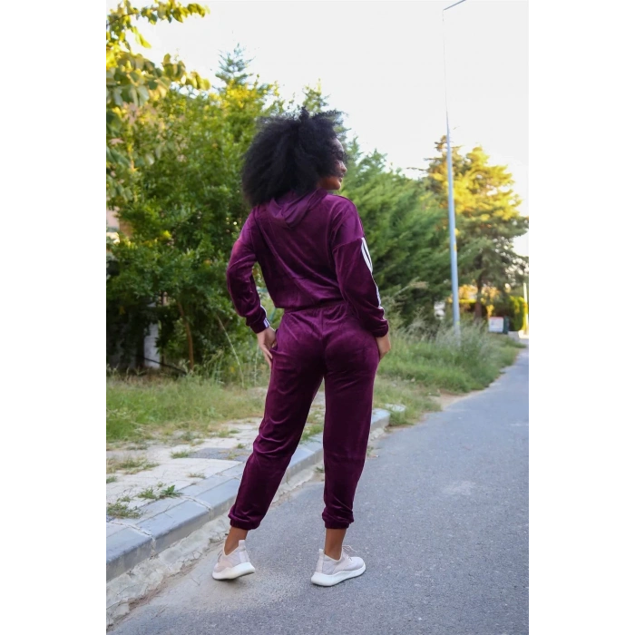 Moda Kadın Kadife Eşofman Takım Bordo