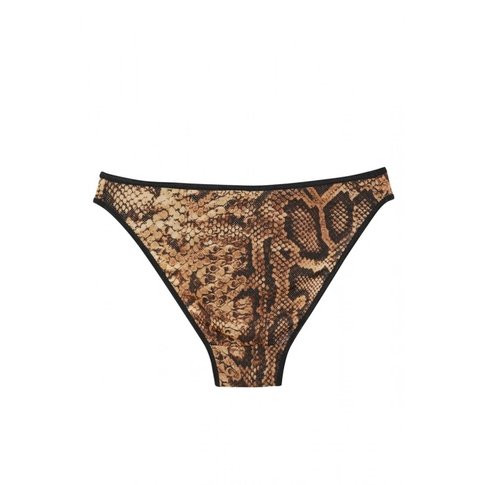 Moda Kadın Kahverengi Yılan Desenli 2li Slip