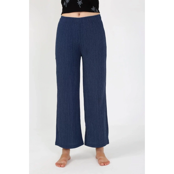 Moda Kadın Kalın Askılı Body Bol Paça Pantolon 2`li Takım Siyah