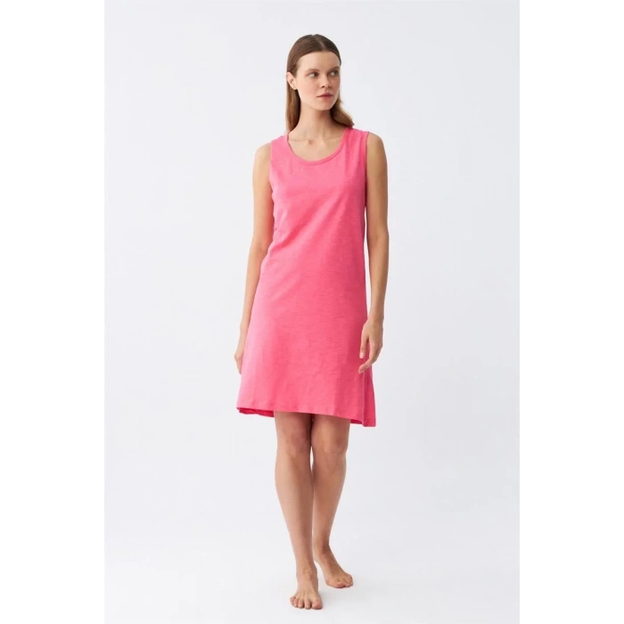 Moda Kadın Kalın Askılı Penye Gecelik Fuşya