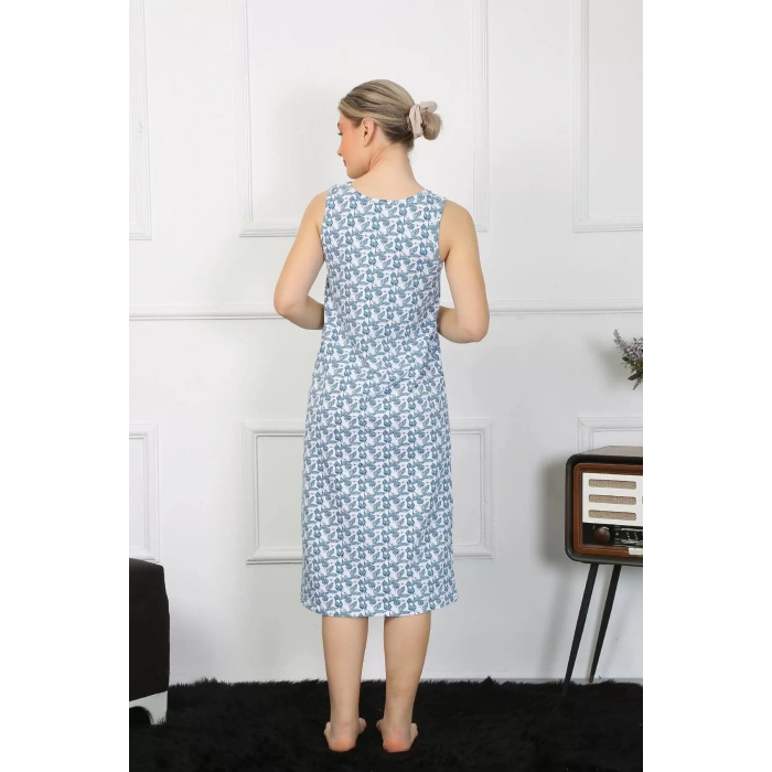 Moda Kadın Kalın Askılı Penye Uzun Gecelik