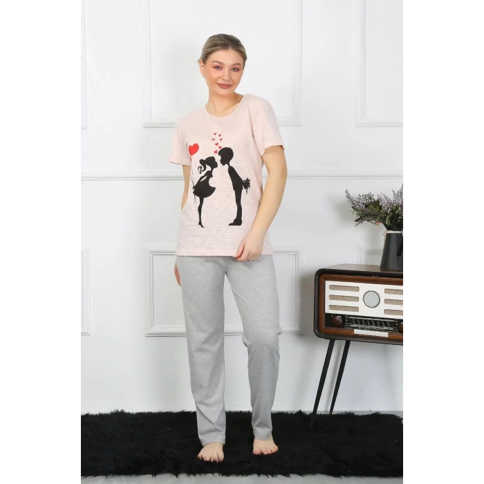 Moda Kadın Kısa Kol Penye Pijama Takım