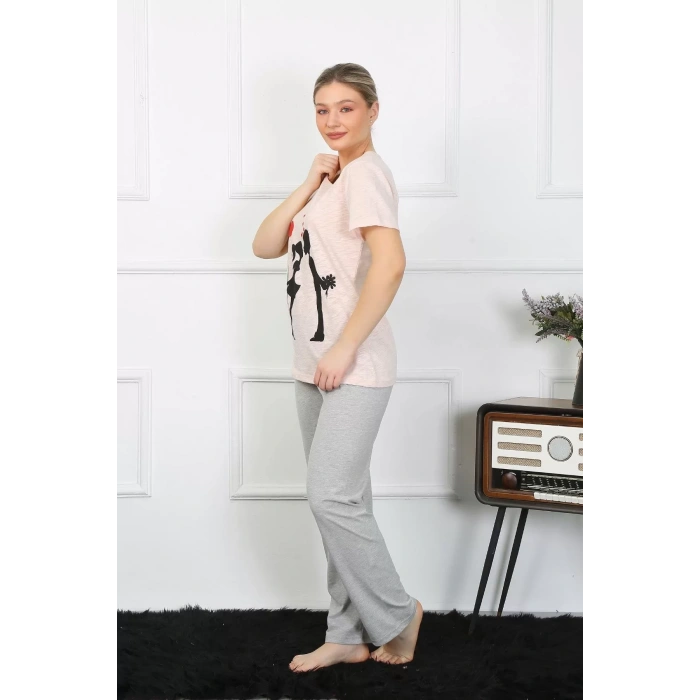 Moda Kadın Kısa Kol Penye Pijama Takım