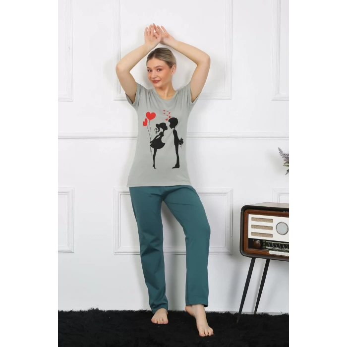 Moda Kadın Kısa Kol Penye Pijama Takımı