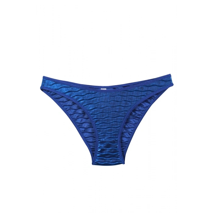 Moda Kadın Mavi Dalga Desenli Parlak 2li Slip