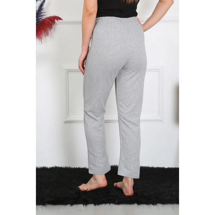 Moda Kadın Pamuk Cepli 3 İplik Alt Eşofman Gri