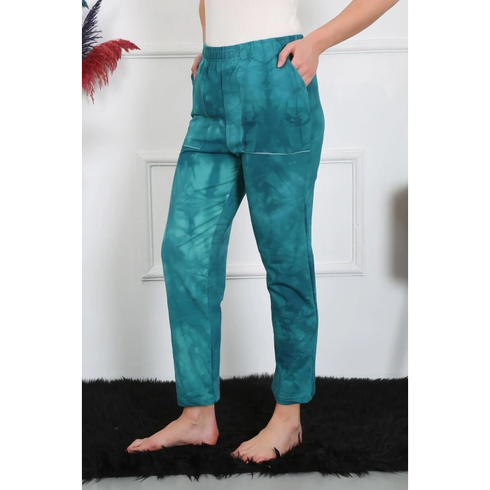 Moda Kadın Pamuk Cepli 3 İplik Alt Eşofman Turkuaz