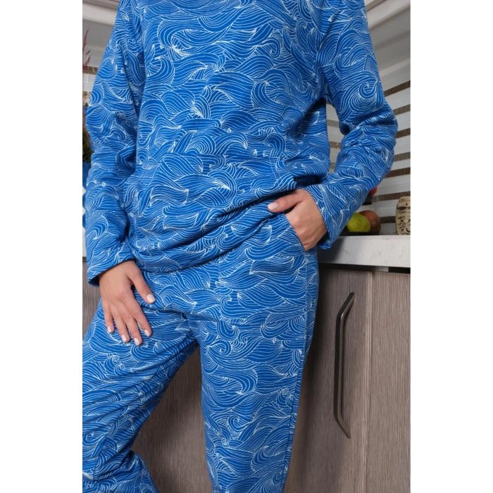 Moda Kadın Pamuk Kapşonlu Cepli 3 İplik Saks Eşofman Takım