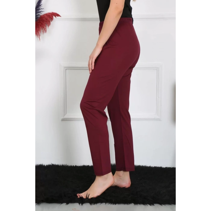 Moda Kadın Pamuk Penye Tek Alt Pijama Bordo