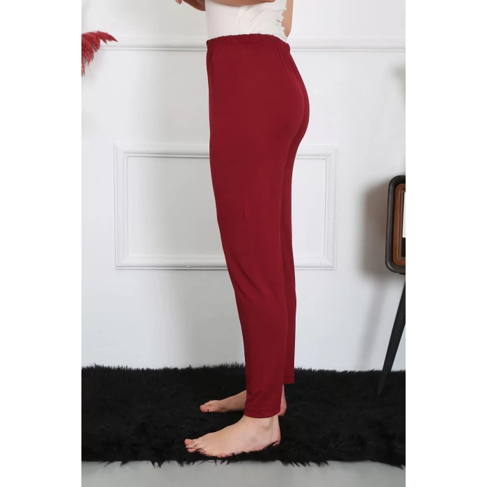 Moda Kadın Pamuk Penye Tek Alt Pijama Bordo