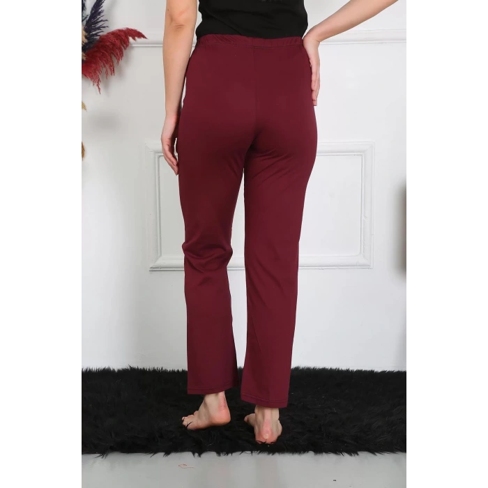 Moda Kadın Pamuk Penye Tek Alt Pijama Bordo