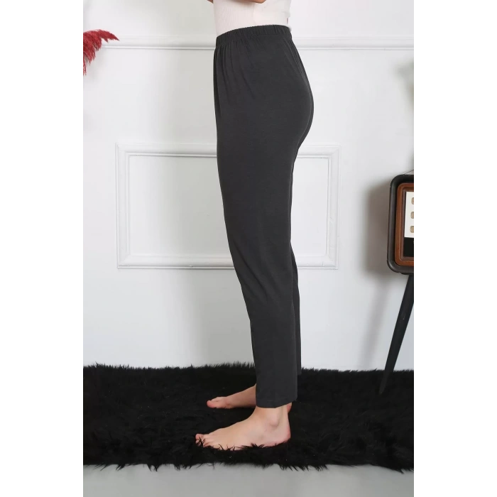 Moda Kadın Pamuk Penye Tek Alt Pijama Füme