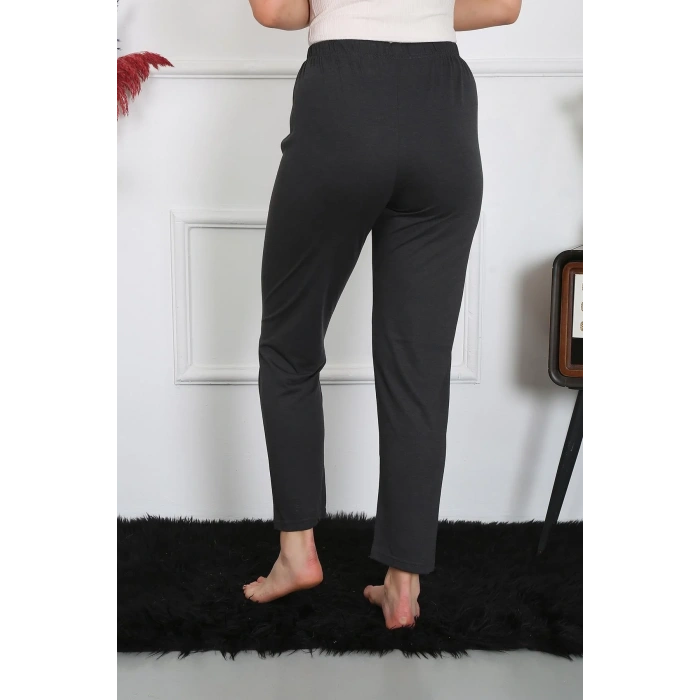 Moda Kadın Pamuk Penye Tek Alt Pijama Füme