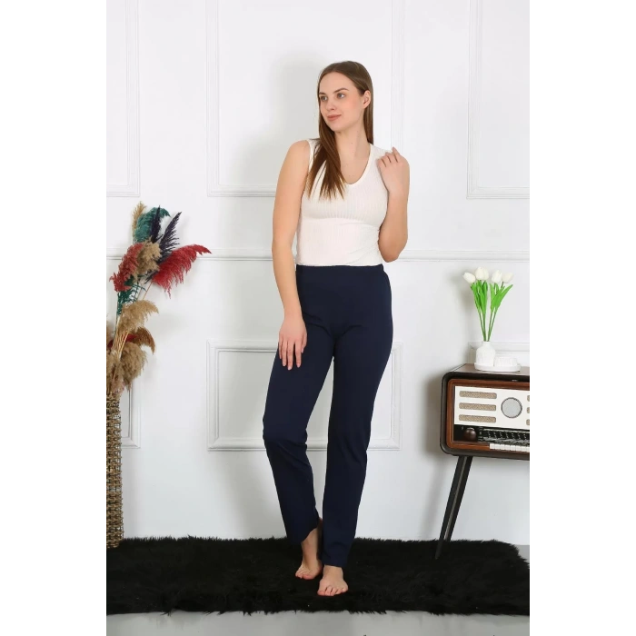 Moda Kadın Pamuk Penye Tek Alt Pijama Lacivert