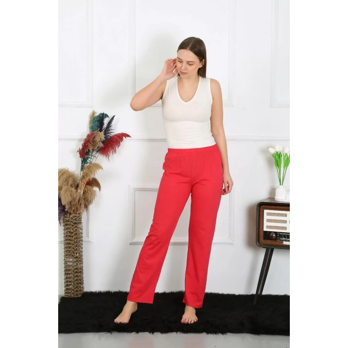 Moda Kadın Pamuk Penye Tek Alt Pijama Mercan