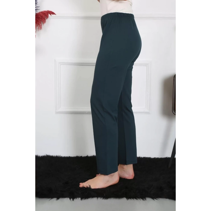 Moda Kadın Pamuk Penye Tek Alt Pijama Petrol