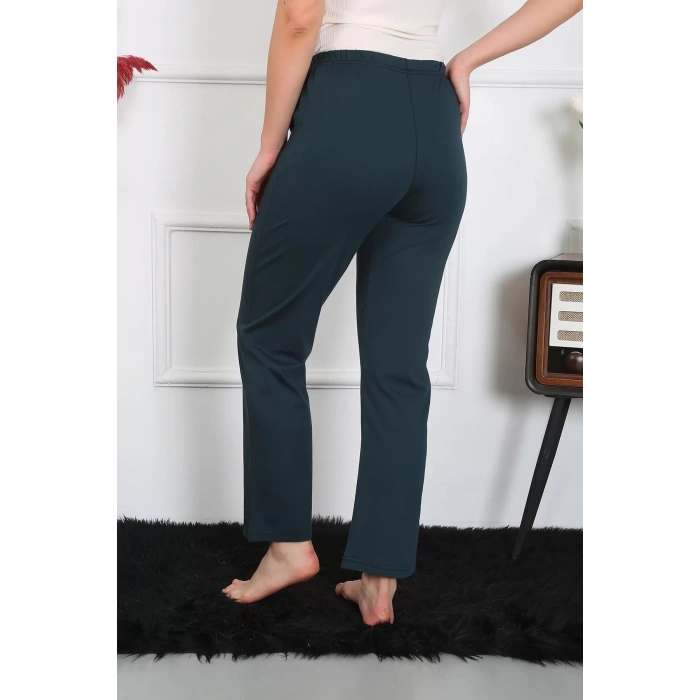 Moda Kadın Pamuk Penye Tek Alt Pijama Petrol