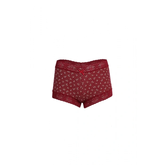 Moda Kadın Pamuklu 2li Boxer Bordo